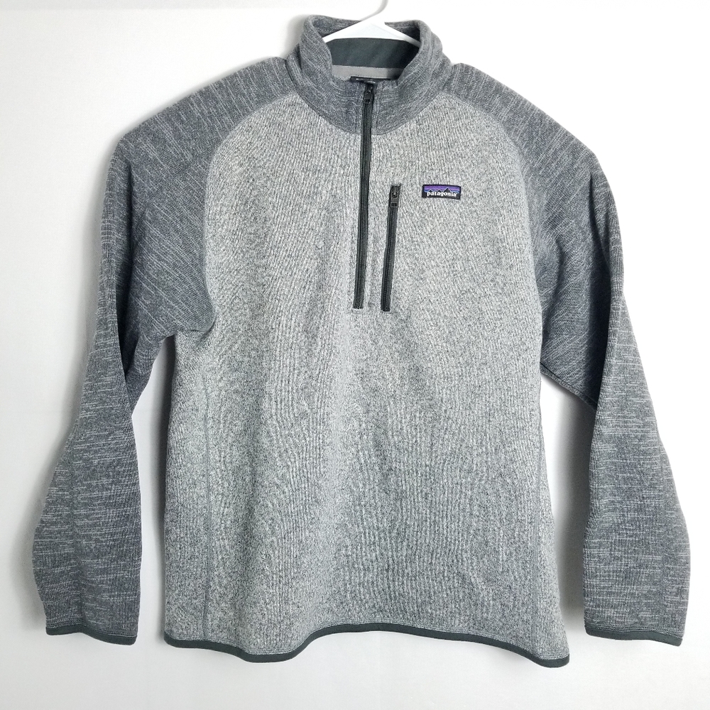 PATAGONIA Mens Better Sweater Knit 1/4 Zip Chest Pocket Fleece Gray size L